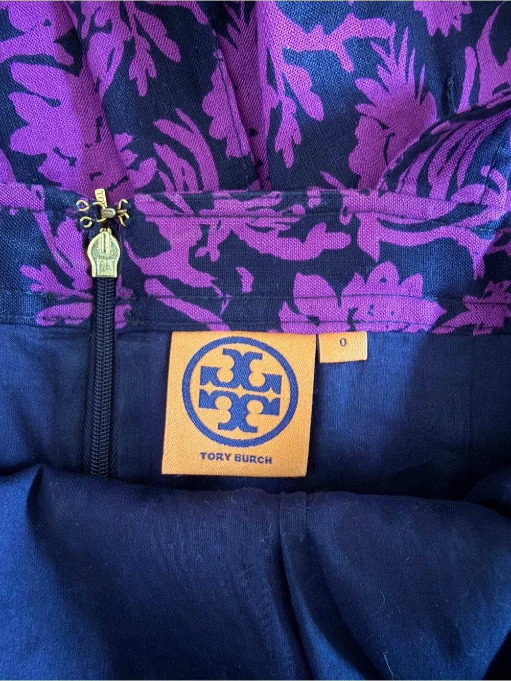 Tory Burch Black and Purple Floral Midi Dress with Wide Straps